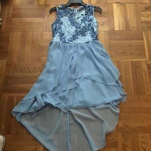 Floral Blue High-Low Dress